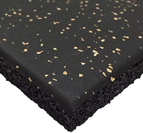 Genaflex Pro Heavy Duty Thick Rubber Gym Floor Tiles High Density Shock Absorbent Laminated Deadlift Mats - 1" Thick X 20" W X 20" L - 2.7 Sq. Ft. (Tan/Black, 60 Tiles - 162 Sq. Ft.)