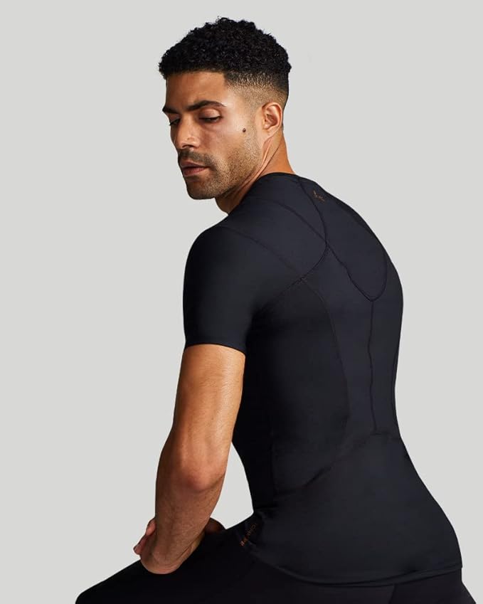 Tommie Copper Shoulder Support Shirt for Men, Posture Corrector Compression Shirt with UPF 50 Sun Protection