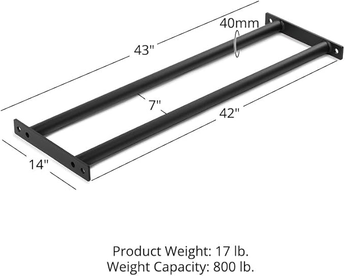 Titan Fitness 42" Add-On Shelf for Elite Series Mass Storage System, 300 LB Capacity, Bumper Plate Medicine Ball Home Gym Storage, Durable Steel Round Tubes, Strength Training Home Gym Storage