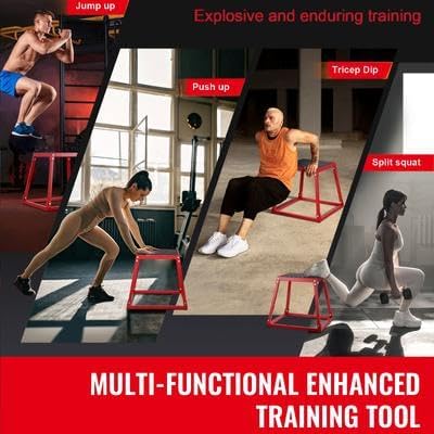 Happybuy 18" Plyometric Jump Box, Steel Plyo Box, Agility Platform, Anti-Slip Exercise Step Up Box for Home Gym Training, Conditioning, Strength, Red