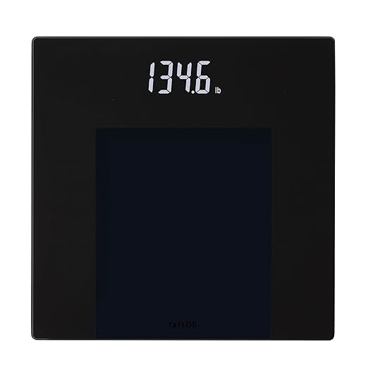 Taylor Digital Bathroom Scale - Smart Scale with Precision Hub App, 400 lb Capacity, 11" x 11" Durable Glass Platform, 0.2 lb Increments, Weight Tracking, BMI, BMR and Multilingual, Black