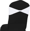MDS Pack of 100 Spandex Chair Sashes Bows Elastic Stretch Dining Chair Bands Ties Without Slider Buckle Universal fits for Wedding Baby Shower Birthday Party Banquet Event Decoration - White