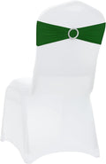 VDS - Green | Spandex Chair Sashes Bows | 100 PCS | Stretch Elastic Banquet Universal Folding Chair Band Tie with Silver Buckle Slider for Wedding Party Conference Celebration Event Decoration