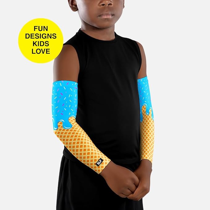 SLEEFS Arm Sleeves for Kids - Athletic Sports Sleeve for Youth Boys and Girls - UV Protection - Football Baseball Basketball