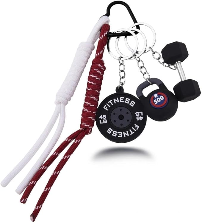 Fitness Gym Keychain Mini Dumbbell Weight Plate Sport Bottle Charm Motivational Gift for Gym Lovers Coaches Women Men
