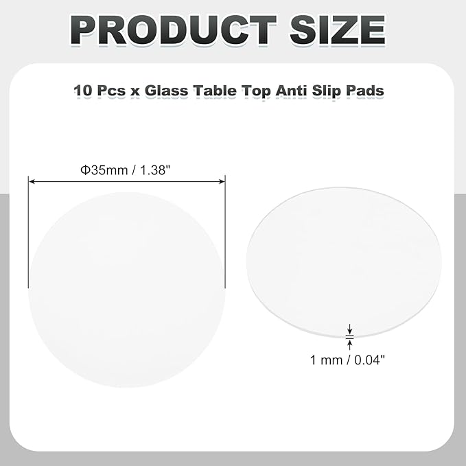 PATIKIL Glass Table Top Anti Slip Pads, 10Pcs 35mm Dia x 1mm Thick Clear Glasses Tables Silicone Bumper Pad for Photo Frame Furniture Kitchen Cabinets DIY Home Craft, White