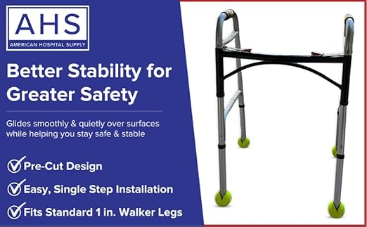 AMERICAN HOSPITAL SUPPLY AHS Tennis Balls for Walker Legs Tennis Balls for Walkers for Seniors Complete Support & Surface Protection | Pair of 2 Precut (Yellow)