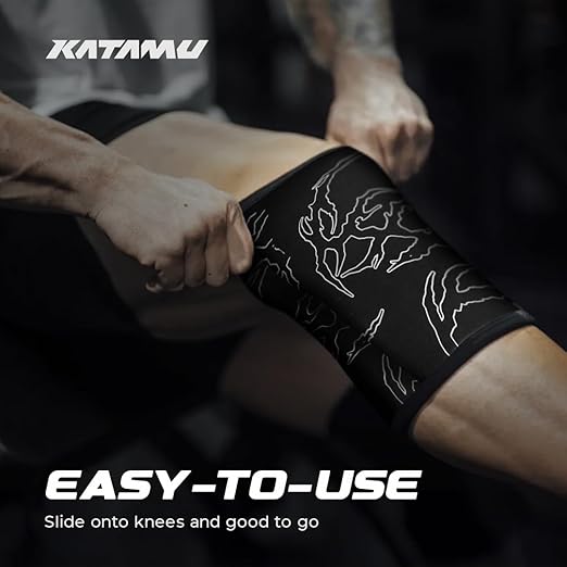 Katamu Premium Weightlifting, Powerlifting, Squats, Athletic and Fitness Knee Support Sleeve | Knee Sleeve for Men and Women | Gothic, XXL