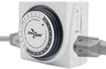 Dual Outlet 24 Hour 120V Mechanical Plug-in Timer Grounded, Wall Plug 3-Prong Outlet with On/Off Switch. Timer for Fans, Christmas Lights, Aquarium, Pins up and Down Program120-Volt