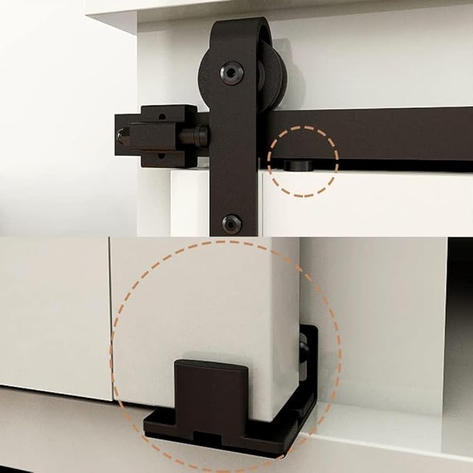 3FT Super Mini Sliding Barn Door Hardware Kit for Single Door TV Stands Small Cabinets, J-Shaped Hanger (No Cabinet)