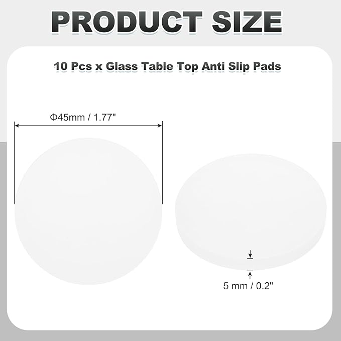 PATIKIL Glass Table Top Anti Slip Pads, 10Pcs 45mm Dia x 5mm Thick Clear Glasses Tables Silicone Bumper Pad for Photo Frame Furniture Kitchen Cabinets DIY Home Craft, White