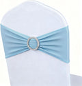 50 Pack Baby Blue Chair Sashes, Blue Spandex Chair Bands for Wedding Gender Reveal Party Decor, Baby Blue Bows for Folding Chairs