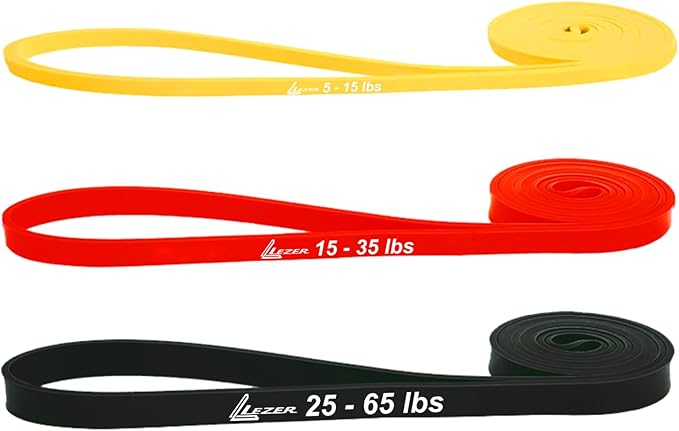 LEZER Resistance Bands - Pull Up Bands for Home Gym Fitness, Stretching, Physical Therapy & Training - Includes Instruction