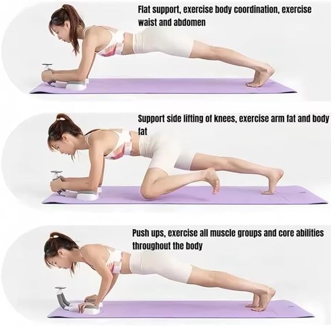 Flat Abs Trainer with Base - Core Strength & Plank Exercise Equipment for Abdominal Workouts, Home Gym, Obliques & Flat Stomach Compact, Ergonomic Design | ABS Material