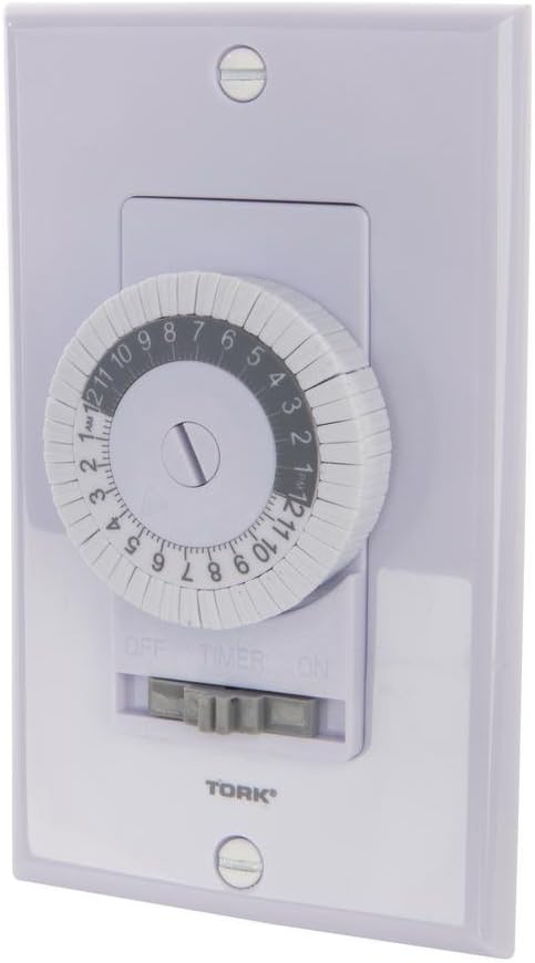 TORK 701B 24 Hour Mechanical In Wall Time Switch, 20 Amps, White