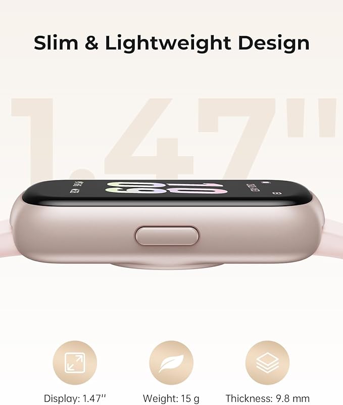 Fitness Tracker with 24/7 Heart Rate Monitor, Sleep Tracker - 3 ATM Waterproof Fitness Watch Calorie Step Counter Smart Watch Includes 3 Sport Bands for Android iOS Women Men, Mystic Rose