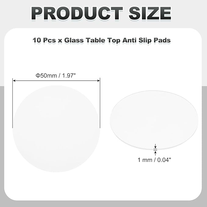 PATIKIL Glass Table Top Anti Slip Pads, 10Pcs 50mm Dia x 1mm Thick Clear Glasses Tables Silicone Bumper Pad for Photo Frame Furniture Kitchen Cabinets DIY Home Craft, White