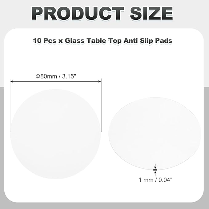 PATIKIL Glass Table Top Anti Slip Pads, 10Pcs 80mm Dia x 1mm Thick Clear Glasses Tables Silicone Bumper Pad for Photo Frame Furniture Kitchen Cabinets DIY Home Craft, White