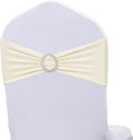 Stretch Spandex Ivory Chair Sashes Bows 50 Pack Universal Chair Bands with Silver Buckle for Wedding Party Engagement Banquets Bridal Shower Events Decorations