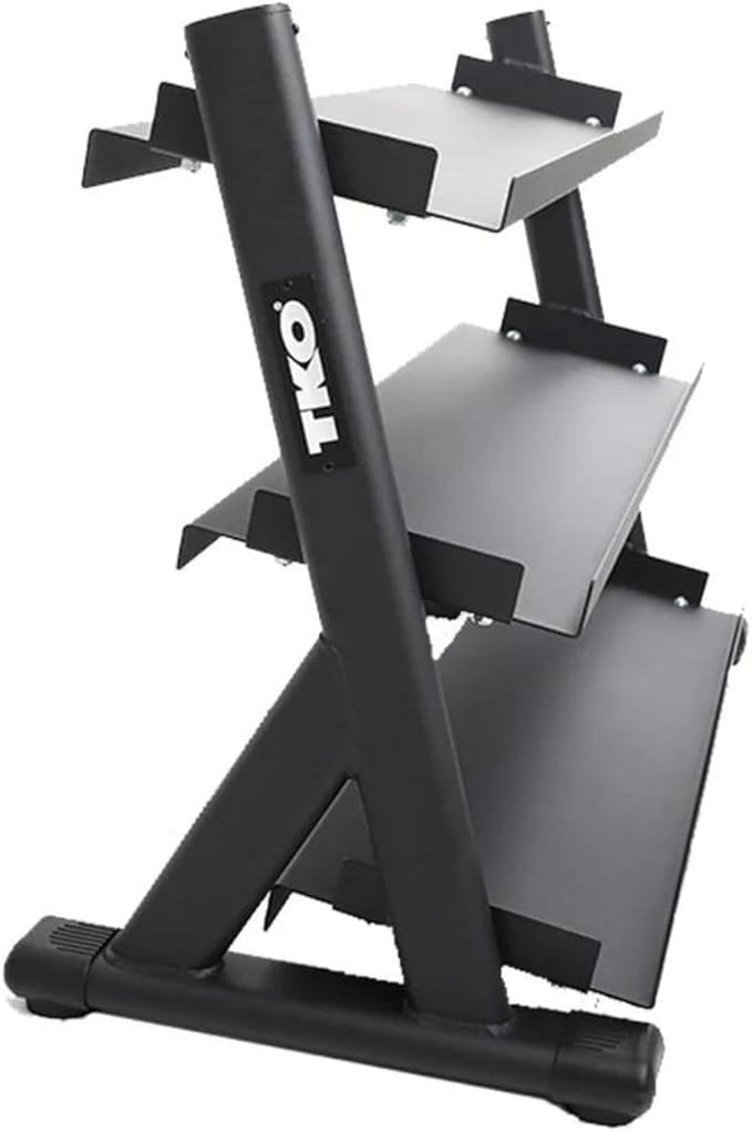 TKO 3-Tier Dumbbell Rack & Kettlebell Rack | Perfect for Any Home Gym | Black Weight Stand | Keep Your Workout Area Clean & Safe
