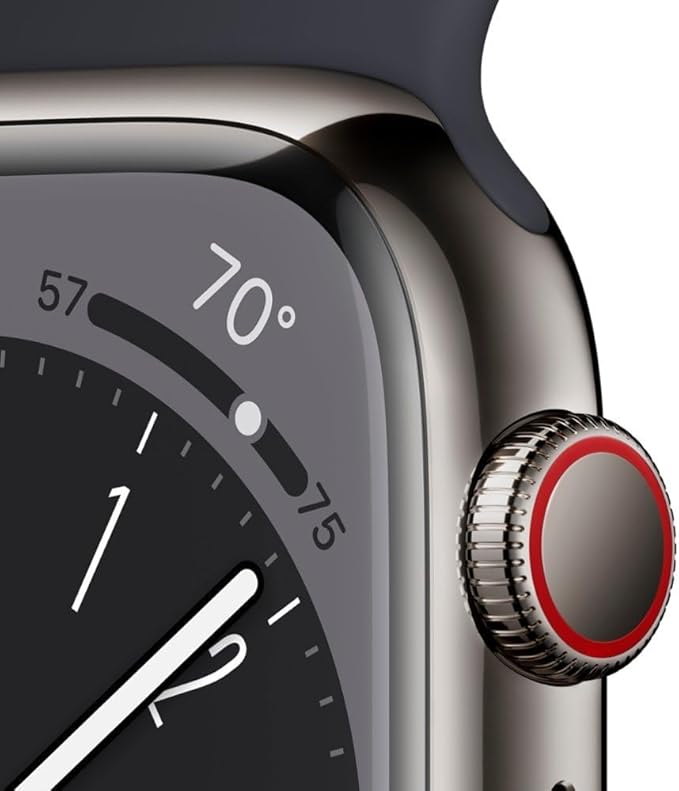 Apple Watch Series 8 [GPS + Cellular, 41mm] - Graphite Stainless Steel with Midnight Sport Band, S/M (Renewed)