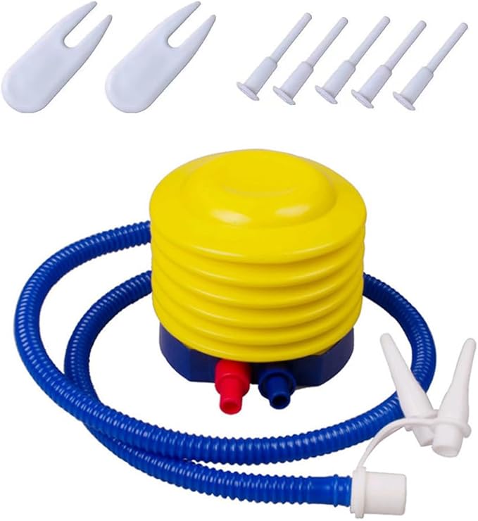 Yoga Ball Pump Exercise Balls Pumps Manual Hand Foot Press Air Inflator with Plug Pin Stopper Adapter Kit for Sports Fitness Balloon Swimming Ring Pool Float Inflatable Bed Pillow Boat Outdoor