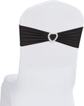 Howhic Pack of 60 Spandex Chair Sashes Bows Stretch Chair Cover Band with Buckle Slider Universal Elastic Chair Ties for Wedding Banquet Party Event Decoration (Black)