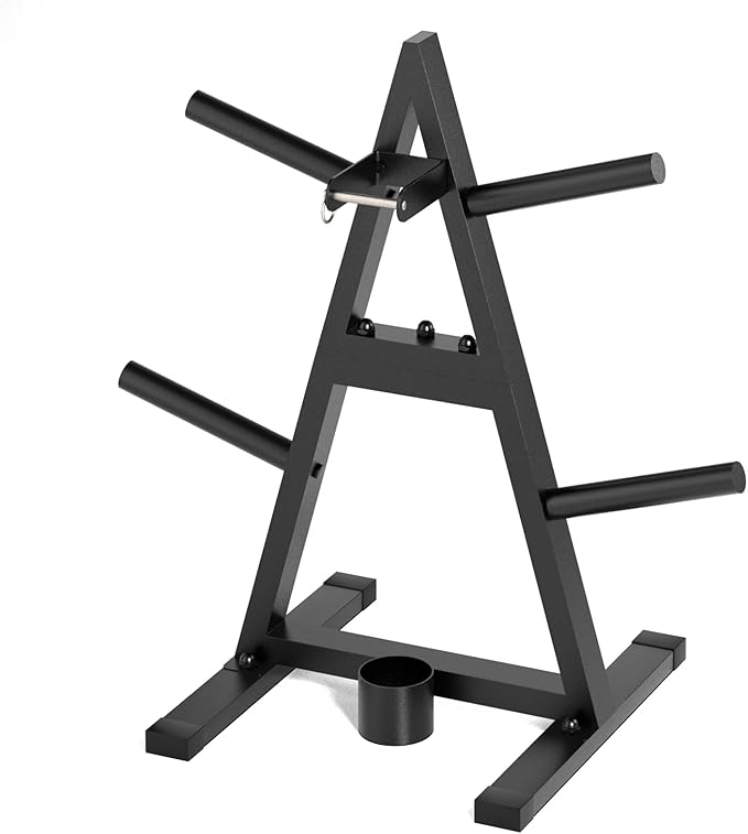A-Frame Weight Plate Tree for 1" Olympic Plates - Holds 300 lbs, Dumbbell Rack and Home Gym Storage Stand - Organize Your Workout Area