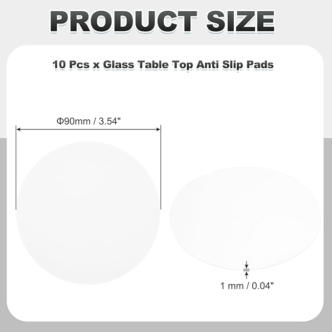 PATIKIL Glass Table Top Anti Slip Pads, 10Pcs 90mm Dia x 1mm Thick Clear Glasses Tables Silicone Bumper Pad for Photo Frame Furniture Kitchen Cabinets DIY Home Craft, White