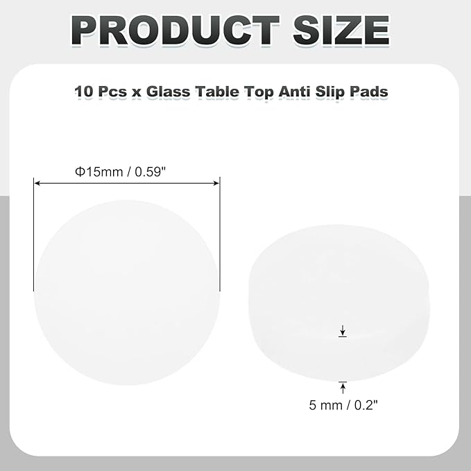 PATIKIL Glass Table Top Anti Slip Pads, 10Pcs 15mm Dia x 5mm Thick Clear Glasses Tables Silicone Bumper Pad for Photo Frame Furniture Kitchen Cabinets DIY Home Craft, White