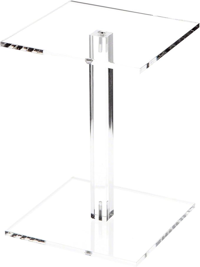 Plymor Clear Acrylic Square Barbell Pedestal Display Riser, 8.5" H x 6" W x 6" D (1/4" thick) (6 Pack)