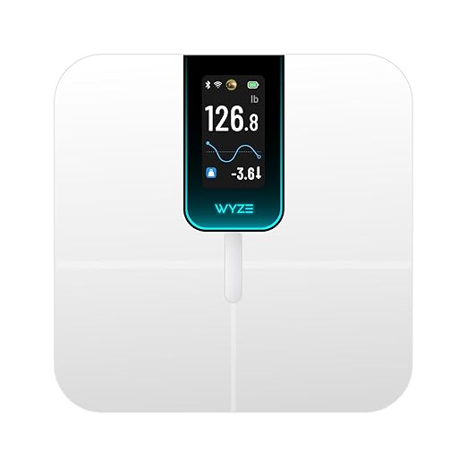 Wyze Scale Ultra, Smart Scale with 4.3" Color Display, Digital Bathroom Scale for Body Weight BMI Muscle Mass Composition, Wi-Fi & Bluetooth Body Fat Scale with Heart Rate- White