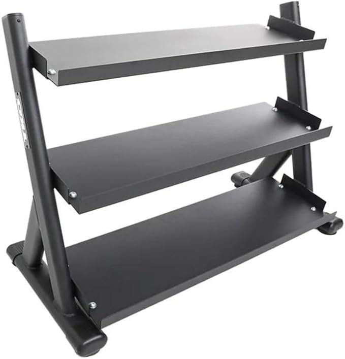 TKO 3-Tier Dumbbell Rack & Kettlebell Rack | Perfect for Any Home Gym | Black Weight Stand | Keep Your Workout Area Clean & Safe