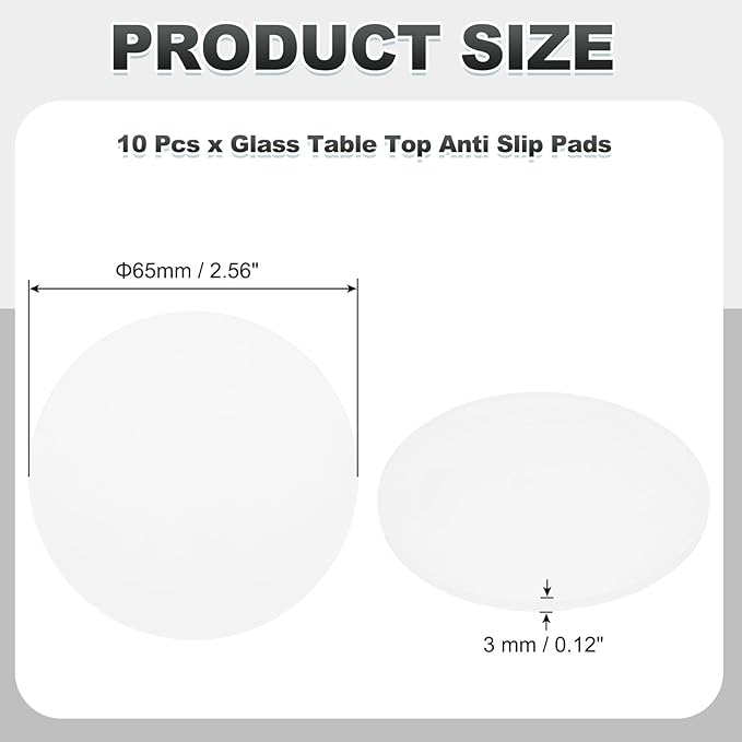 PATIKIL Glass Table Top Anti Slip Pads, 10Pcs 65mm Dia x 3mm Thick Clear Glasses Tables Silicone Bumper Pad for Photo Frame Furniture Kitchen Cabinets DIY Home Craft, White