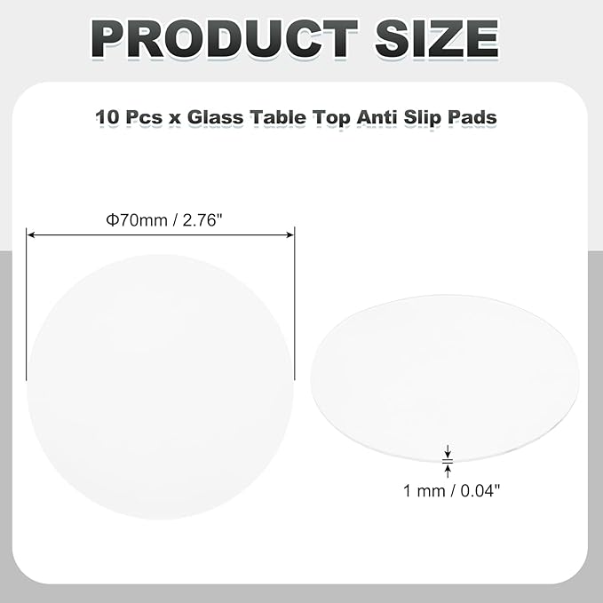 PATIKIL Glass Table Top Anti Slip Pads, 10Pcs 70mm Dia x 1mm Thick Clear Glasses Tables Silicone Bumper Pad for Photo Frame Furniture Kitchen Cabinets DIY Home Craft, White