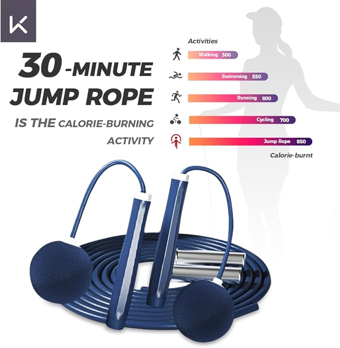 Keep Weighted Jump Rope for Fitness - 2-in-1 Cordless & Long Rope with 65mm Weighted Balls - Heavy Battle Ropeless Skipping Rope for Men & Women - Indoor Home Gym Cardio Workout