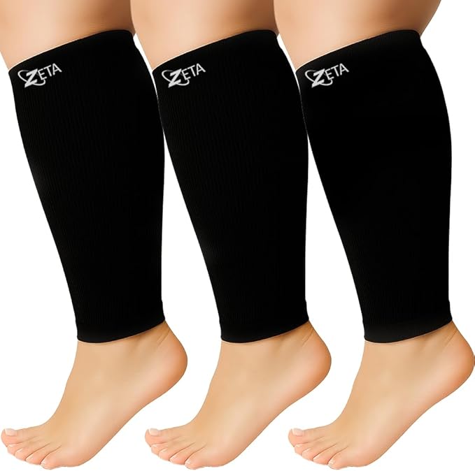 Zeta Wear Plus Size Compression Sleeves 15-19mmHg Medical Grade Wide Calf