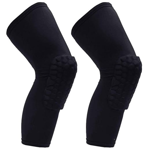 PISIQI Knee Pads Compression Pads Long Leg Sleeve Collision Avoidance Brace Protection Knee Sleeve for Basketball Football Volleyball Cycling (1 Pair)