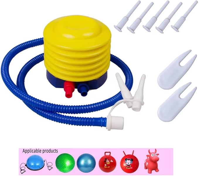 Yoga Ball Pump Exercise Balls Pumps Manual Hand Foot Press Air Inflator with Plug Pin Stopper Adapter Kit for Sports Fitness Balloon Swimming Ring Pool Float Inflatable Bed Pillow Boat Outdoor
