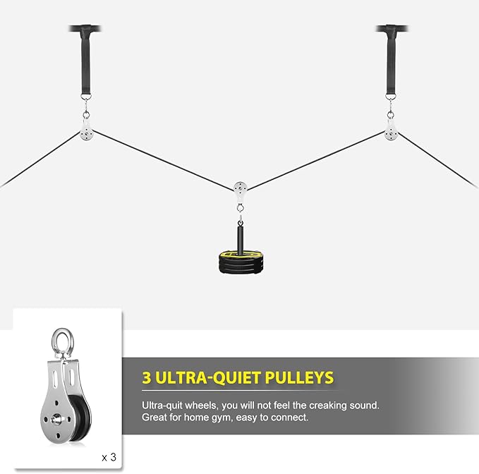Weight Cable Pulley System Gym, Cable Weight Pulley System Attachments for Home Gym with Handle Pulley System Gym LAT Pull Down, Biceps Curl Workout