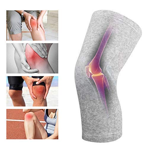 Zerone Bamboo Charcoal Knee Sleeve Elastic Warm Knee Brace Knee Pads Unisex Protective Knee Support For Arthritis Joint Pain Relief Recovery Circulation Improvement(L - Gray)
