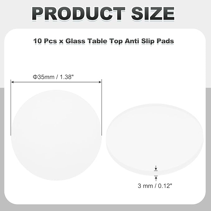 PATIKIL Glass Table Top Anti Slip Pads, 10Pcs 35mm Dia x 3mm Thick Clear Glasses Tables Silicone Bumper Pad for Photo Frame Furniture Kitchen Cabinets DIY Home Craft, White