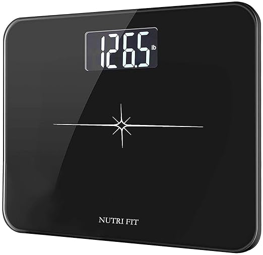 NUTRI FIT Extra-Wide/Ultra-Thick Digital Body Weight Bathroom Scale with 3 Inch Large Easy Read Backlit LCD Display Max Capacity 400lb Step-on Technology, Black