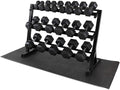 WF Athletic Supply Rubber Coated Hex Dumbbell Set, Multiple Choices Available - Dumbbells with Rack Stand and Mat, or Dumbbells Only (200/550/1200/2100/3000 LB)