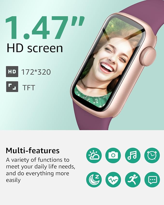 Fitness Tracker with Step Counter/Calories, Activity Health Tracker with Blood Pressure Heart Rate Monitor, Sleep Tracker, 137+ Sport Modes, Pedometer SmartWatch, Gift for Women Men DeepPurple