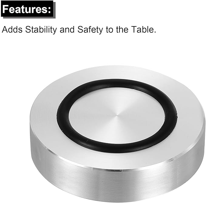 uxcell M8 Thread 45mm / 1.8" Dia 10mm Thick Aluminum Circle Disc Glass Top Adapter 4pcs Round Solid Table Feet Pad Plate Hardware with Anti-Slip Rubber Ring