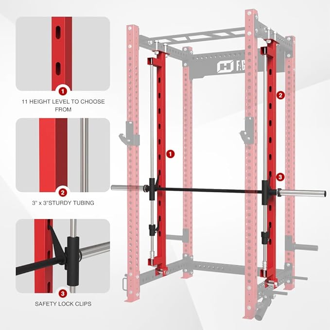 Smithe Machine Attachment for 3"x3" Power Cage Squat Rack, 2400lbs Multi-Functional Power Rack, Commercial Weight Lifting Gym Cage for Home Gym Free Weight with Attachment Set