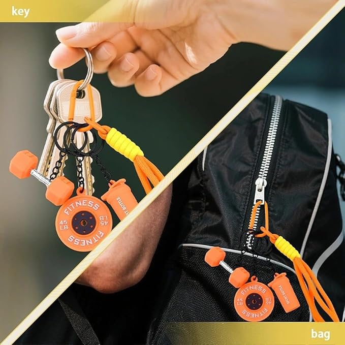 Fitness Gym Keychain Mini Dumbbell Weight Plate Sport Bottle Charm Motivational Gift for Gym Lovers Coaches Women Men