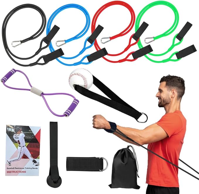 Baseball Resistance Bands for Pitchers – Pro-Grade Arm Strength & Pitching Bands | 4-Level Adjustable Resistance Bands for Baseball/Softball Training (All Ages)