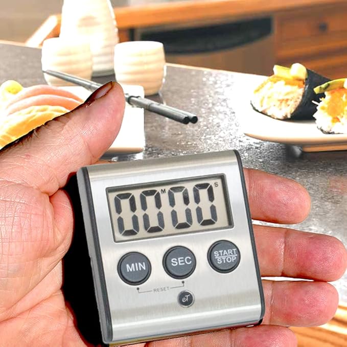 Elegant Digital Kitchen Timer, Stainless Steel Model eT-23, Super Strong Magnetic Back, Loud Alarm, Large Display, Auto Memory, Auto Shut-Off by eTradewinds